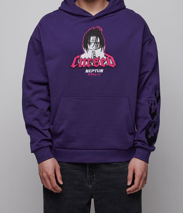 Naruto Shippuden Hooded Sweater Graphic Purple Medium